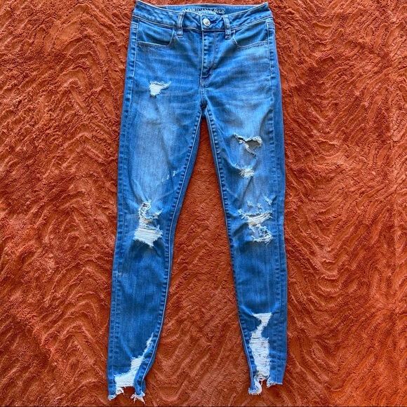 American Eagle Outfitters Denim - AMERICAN EAGLE OUTFITTERS ripped hi-rise jeggings